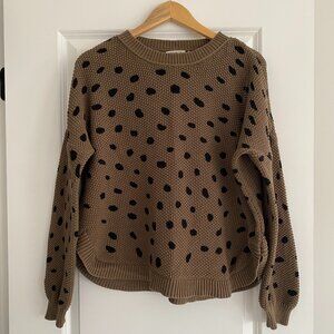 Jackson Rowe Polka Dot Chunky Knit Sweater Brown Black | Size Large